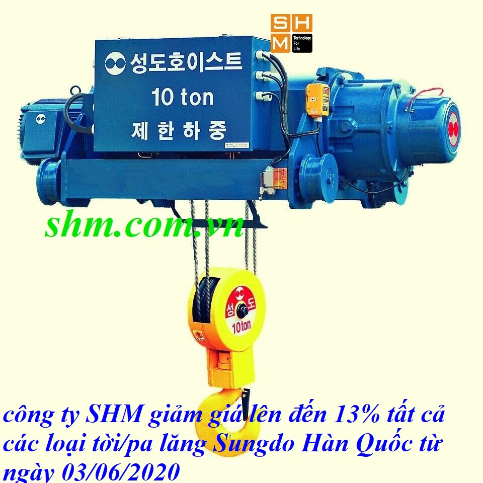 Khuyến mại giảm giá tời điện Sungdo Hàn Quốc lên đến 13% từ ngày 03/06/2020 cho tất cả các loại tải trọng